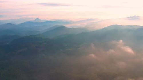4K aerial view from a drone flying over the valley