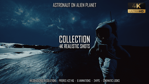 Astronaut Walking and Jumping on Alien Planet