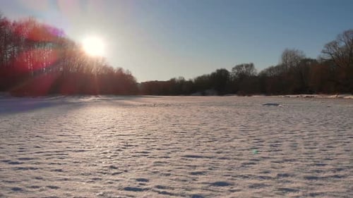 Flying Over Frozen River