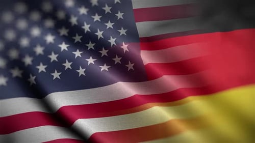 United States and Germany Flags Waving Seamless Loop Background