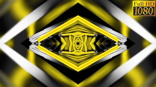 Abstract Yellow Geometric Neon Tunnel Loop Background