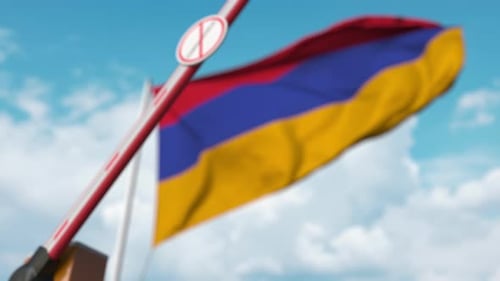 Armenia Flag Coronavirus Barrier Closing Animation