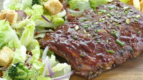 Rack of Ribs with Salad and Fries
