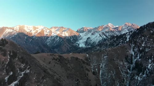 Aerial Landscape of Beautiful Winter Mountains