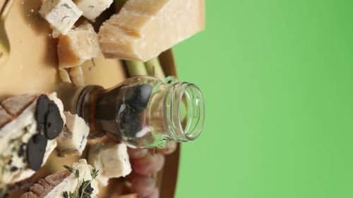 Gourmet Cheeses and Grapes Still Life Food Display
