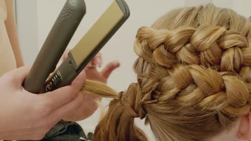 Hairdresser Young Gril Making Cornrows
