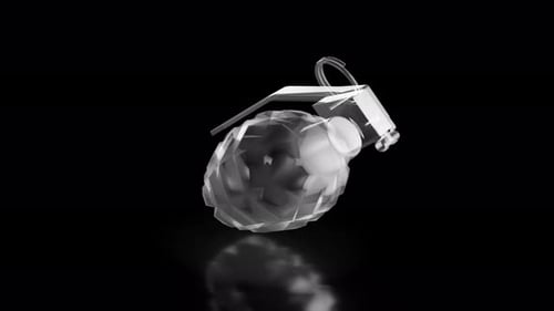 Geometric Crystal Grenade Rotation on Black Background