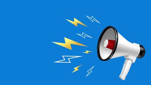 Megaphone Broadcast Animation with Lightning Bolts