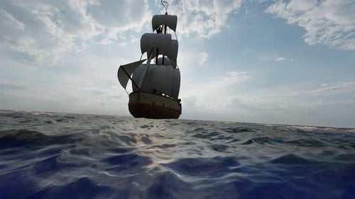 Alte hölzerne Segelboote segelten auf See