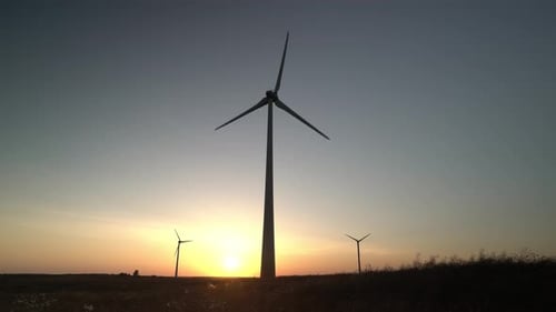 Wind Turbines Spinning at Golden Hour