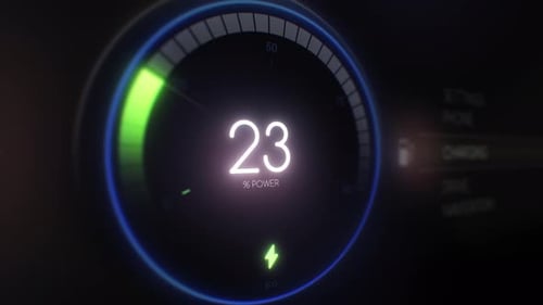 Futuristic Digital Power Meter Charging Animation