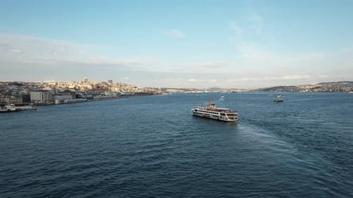 Passage Of Ferry In Bosphorus