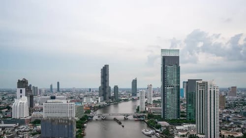 Time Lapse Cityscape and Highrise Buildings in Metropolis City Center