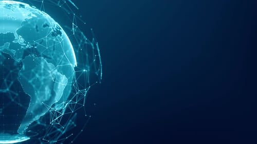 Digital Earth Globe with Network Connections Loop