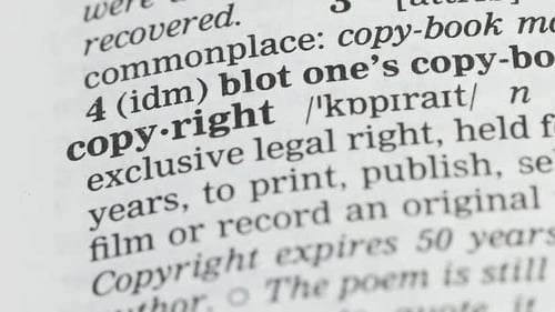 Dictionary Definition of Copyright with a Pencil