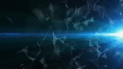 Abstrakte 3D-Technologie mit Schnittpunkten und Partikeln. 4K-Loop