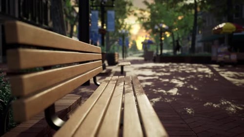 Quiet City Park with Trees and Benches