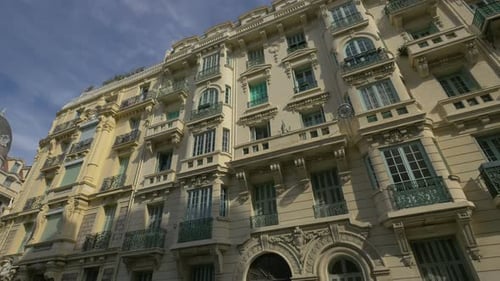 The facade of a building