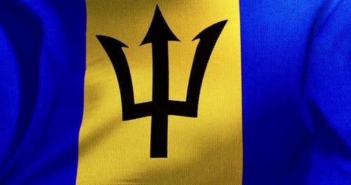 Realistic Waving Barbados Flag with Fabric Texture Loop