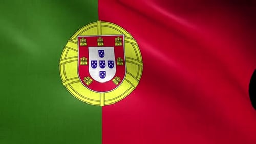 Realistic Portugal National Flag Waving Loop