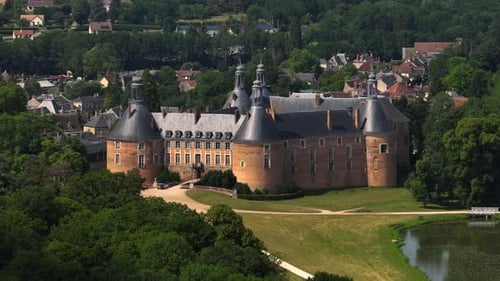 Castle in French Countryside Aerial View