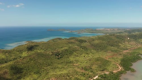 Tropical Island Coastline Aerial View