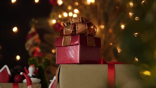 Gifts Beneath Glowing Christmas Tree