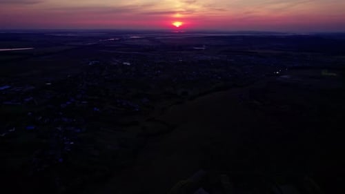 Small Ukrainian Town at Sunset