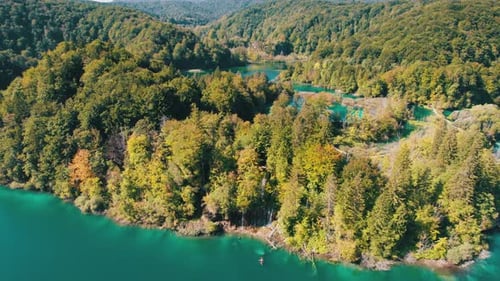 Aerial View of the Plitvice Lakes in the National Park of Croatia Clean Nature