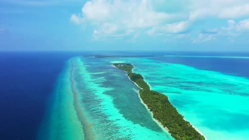 Tropical birds eye abstract shot of a white paradise beach and blue sea background in best quality 4