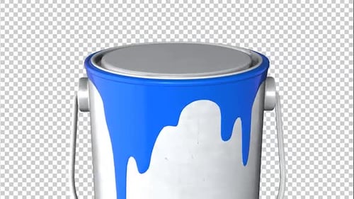 Fluid Blue Paint Dripping From Can Animation