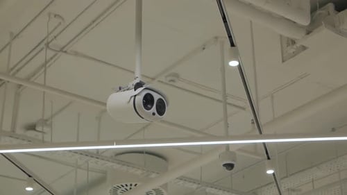 Security Camera Hanging From Ceiling Rotating
