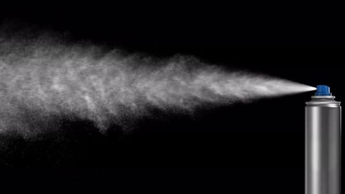 Side Shot of Spray Blast and Can on Black Background with Alpha Channel