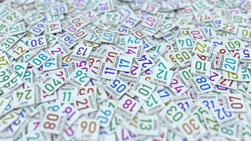 Animated Scattered Calendar Date Cards Reveal