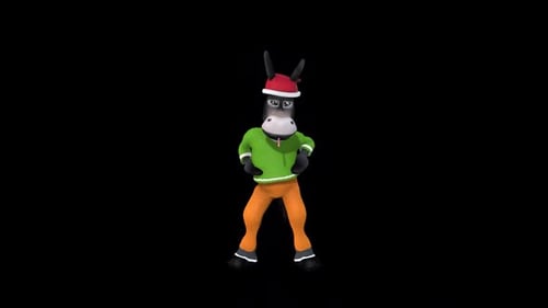 Animated Christmas Donkey Character Dancing Animation