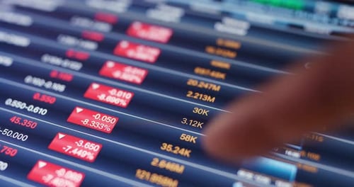 Stock market graph on display