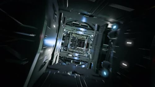 Looping 3d render of futuristic tunnel with light.