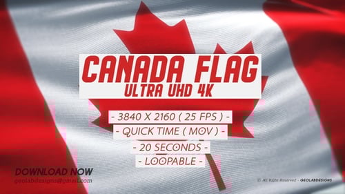 Realistic Waving Canadian Flag Background