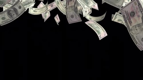 Falling US Dollar Bills Alpha Channel Animation
