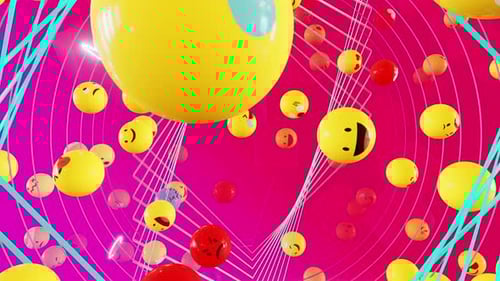 Dynamic Emoji Background Loop with Abstract Geometric Tunnel