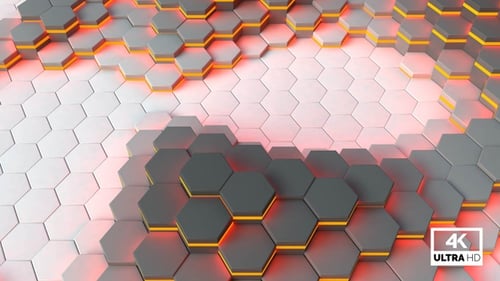 Dynamic Hexagon Grid with Rising Tiles and Glowing Lines