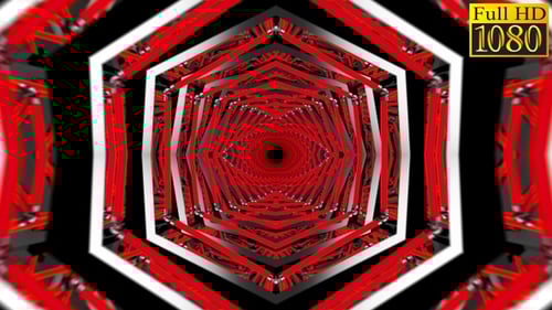 Red and Black Geometric Tunnel Motion Background Loop