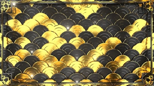 Golden and Black Scallop Pattern Loop with Traditional Frame