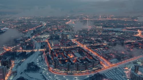 Aerial Winter Cityscape of St