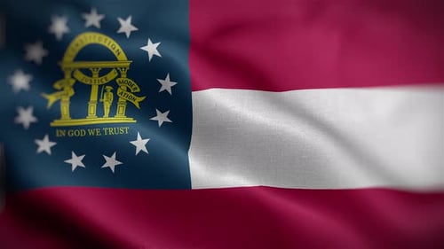 Animated Georgia State Flag Waving with Realistic Fabric Texture