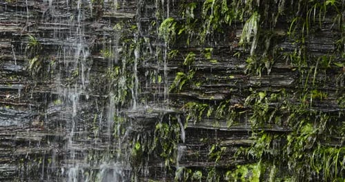 Waterfall on stone wall