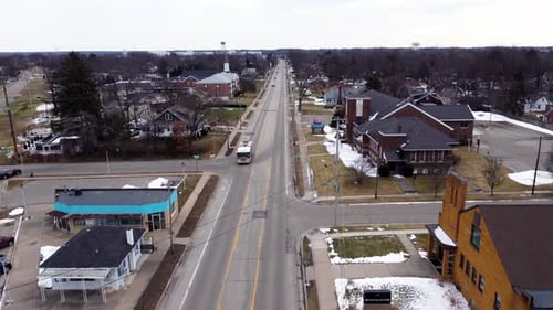 Firetruck responding to a call in the suburbs of Grand Rapids, Michigan