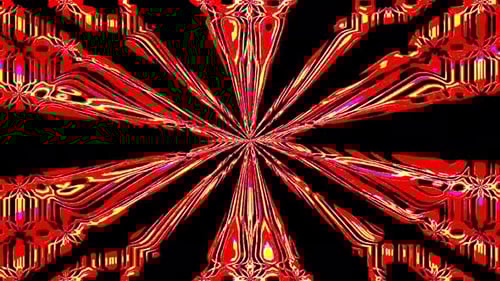 Abstrakte 3D-Flüssigkeitslinien mit rotem gelbem Hintergrund in einer Mehrfarbe