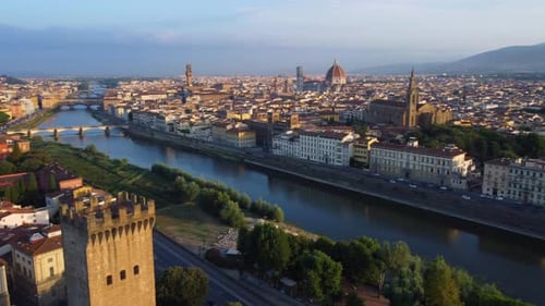 Florence Cityscape Aerial View in Tuscany, Italy