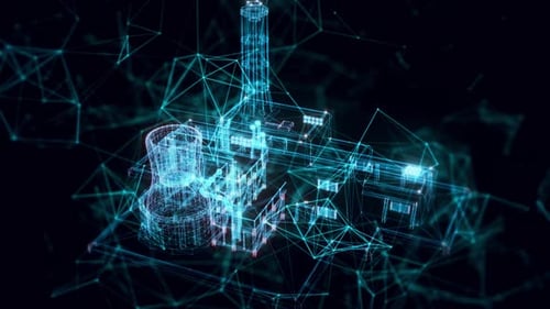 Nuclear Station Hologram Close Up 4k